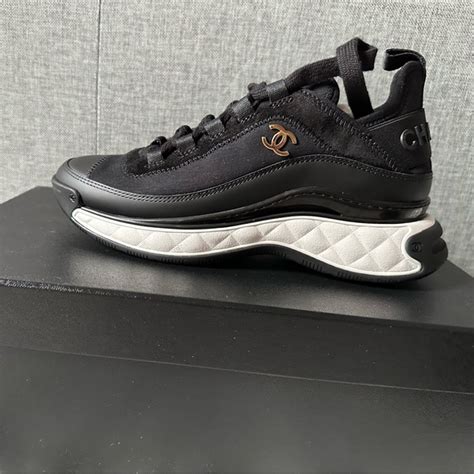 chanel cc mixed fibers black bubble sneaker|chanel sneakers website.